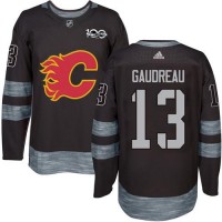 Adidas Calgary Flames #13 Johnny Gaudreau Black 1917-2017 100th Anniversary Stitched NHL Jersey