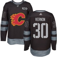 Adidas Calgary Flames #30 Mike Vernon Black 1917-2017 100th Anniversary Stitched NHL Jersey