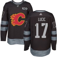 Adidas Calgary Flames #17 Milan Lucic Black 1917-2017 100th Anniversary Stitched NHL Jersey