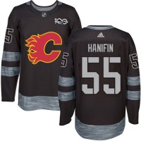 Adidas Calgary Flames #55 Noah Hanifin Black 1917-2017 100th Anniversary Stitched NHL Jersey