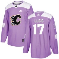 Adidas Calgary Flames #17 Milan Lucic Purple Authentic Fights Cancer Stitched NHL Jersey