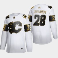 Calgary Calgary Flames #28 Elias Lindholm Men's Adidas White Golden Edition Limited Stitched NHL Jersey