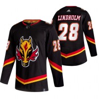 Calgary Calgary Flames #28 Elias Lindholm Black Men's Adidas 2020-21 Reverse Retro Alternate NHL Jersey