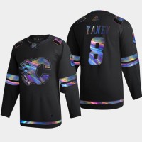 Calgary Calgary Flames #8 Christopher Tanev Men's Nike Iridescent Holographic Collection NHL Jersey - Black