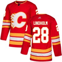 Adidas Calgary Flames #28 Elias Lindholm Red Alternate Authentic Stitched NHL Jersey