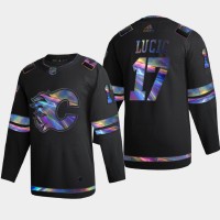 Calgary Calgary Flames #17 Milan Lucic Men's Nike Iridescent Holographic Collection NHL Jersey - Black