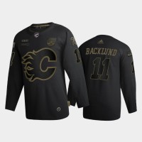 Calgary Calgary Flames #11 Mikael Backlund Men's Adidas 2020 Veterans Day Authentic NHL Jersey - Black