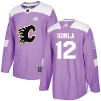 Adidas Calgary Flames #12 Jarome Iginla Purple Authentic Fights Cancer Stitched NHL Jersey