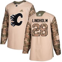 Adidas Calgary Flames #28 Elias Lindholm Camo Authentic 2017 Veterans Day Stitched NHL Jersey