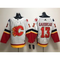 Adidas Calgary Flames #13 Johnny Gaudreau White Road Authentic Stitched NHL Jersey