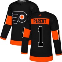 Adidas Philadelphia Flyers #1 Bernie Parent Black Alternate Authentic Stitched NHL Jersey