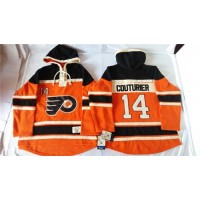 Philadelphia Flyers #14 Sean Couturier Orange Sawyer Hooded Sweatshirt Stitched NHL Jersey