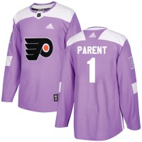 Adidas Philadelphia Flyers #1 Bernie Parent Purple Authentic Fights Cancer Stitched NHL Jersey