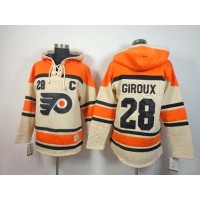 Philadelphia Flyers #28 Claude Giroux Cream Sawyer Hooded Sweatshirt Stitched NHL Jersey