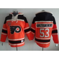 Philadelphia Flyers #53 Shayne Gostisbehere Orange Sawyer Hooded Sweatshirt Stitched NHL Jersey