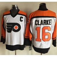 Philadelphia Flyers #16 Bobby Clarke White/Black CCM Throwback Stitched NHL Jersey