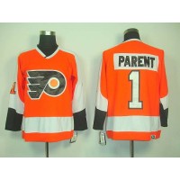 Philadelphia Flyers #1 Bernie Parent Orange CCM Throwback Stitched NHL Jersey