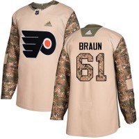 Adidas Philadelphia Flyers #61 Justin Braun Camo Authentic 2017 Veterans Day Stitched NHL Jersey