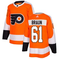 Adidas Philadelphia Flyers #61 Justin Braun Orange Home Authentic Stitched NHL Jersey