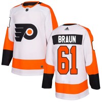 Adidas Philadelphia Flyers #61 Justin Braun White Road Authentic Stitched NHL Jersey