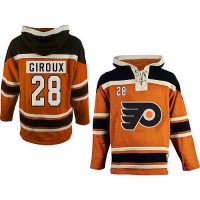 Philadelphia Flyers #28 Claude Giroux Orange Sawyer Hooded Sweatshirt Stitched NHL Jersey