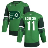 Philadelphia Philadelphia Flyers #11 Travis Konecny Men's Adidas 2020 St. Patrick's Day Stitched NHL Jersey Green