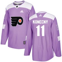 Adidas Philadelphia Flyers #11 Travis Konecny Purple Authentic Fights Cancer Stitched NHL Jersey