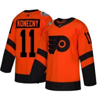 Adidas Philadelphia Flyers #11 Travis Konecny Orange Authentic 2019 Stadium Series Stitched NHL Jersey