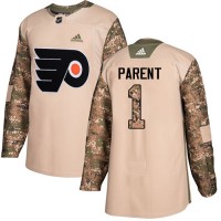 Adidas Philadelphia Flyers #1 Bernie Parent Camo Authentic 2017 Veterans Day Stitched NHL Jersey