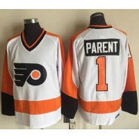 Philadelphia Flyers #1 Bernie Parent White CCM Throwback Stitched NHL Jersey