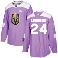 Adidas Vegas Golden Knights #24 Oscar Lindberg Purple Authentic Fights Cancer Stitched NHL Jersey