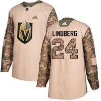 Adidas Vegas Golden Knights #24 Oscar Lindberg Camo Authentic 2017 Veterans Day Stitched NHL Jersey