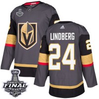 Adidas Vegas Golden Knights #24 Oscar Lindberg Grey Home Authentic 2018 Stanley Cup Final Stitched NHL Jersey