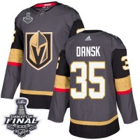 Adidas Vegas Golden Knights #35 Oscar Dansk Grey Home Authentic 2018 Stanley Cup Final Stitched NHL Jersey