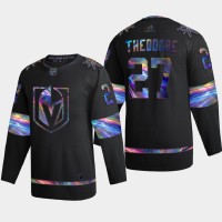 Vegas Vegas Golden Knights #27 Shea Theodore Men's Nike Iridescent Holographic Collection NHL Jersey - Black