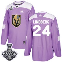 Adidas Vegas Golden Knights #24 Oscar Lindberg Purple Authentic Fights Cancer 2018 Stanley Cup Final Stitched NHL Jersey
