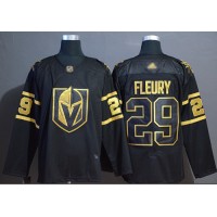 Adidas Vegas Golden Knights #29 Marc-Andre Fleury Black/Gold Authentic Stitched NHL Jersey