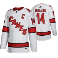 Carolina Carolina Hurricanes #14 Justin Williams Men's 2019-20 Away Authentic Player White Stitched NHL Jersey