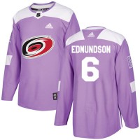 Adidas Carolina Hurricanes #6 Joel Edmundson Purple Authentic Fights Cancer Stitched NHL Jersey