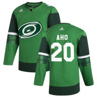 Carolina Carolina Hurricanes #20 Sebastian Aho Men's Adidas 2020 St. Patrick's Day Stitched NHL Jersey Green.jpg.jpg
