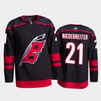 Adidas Carolina Hurricanes #21 Nino Niederreiter Men's 2021-22 Alternate Authentic NHL Jersey - Black