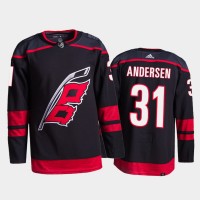 Adidas Carolina Hurricanes #31 Frederik Andersen Men's 2021-22 Alternate Authentic NHL Jersey - Black