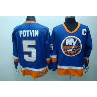 New York Islanders #5 Denis Potvin Stitched Baby Blue CCM Throwback NHL Jersey