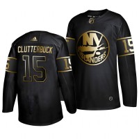 Adidas New York Islanders #15 Cal Clutterbuck Men's 2019 Black Golden Edition Authentic Stitched NHL Jersey