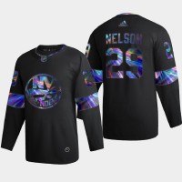 New York New York Islanders #29 Brock Nelson Men's Nike Iridescent Holographic Collection NHL Jersey - Black