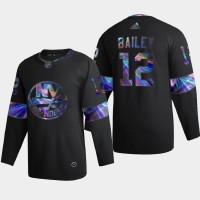 New York New York Islanders #12 Josh Bailey Men's Nike Iridescent Holographic Collection NHL Jersey - Black