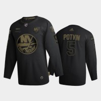 New York New York Islanders #5 Denis Potvin Men's Adidas 2020 Veterans Day Authentic NHL Jersey - Black