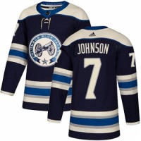 Adidas Blue Columbus Blue Jackets #7 Jack Johnson Navy Blue Alternate Authentic Stitched NHL Jersey