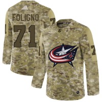 Adidas Blue Columbus Blue Jackets #71 Nick Foligno Camo Authentic Stitched NHL Jersey
