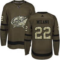 Adidas Blue Columbus Blue Jackets #22 Sonny Milano Green Salute to Service Stitched NHL Jersey